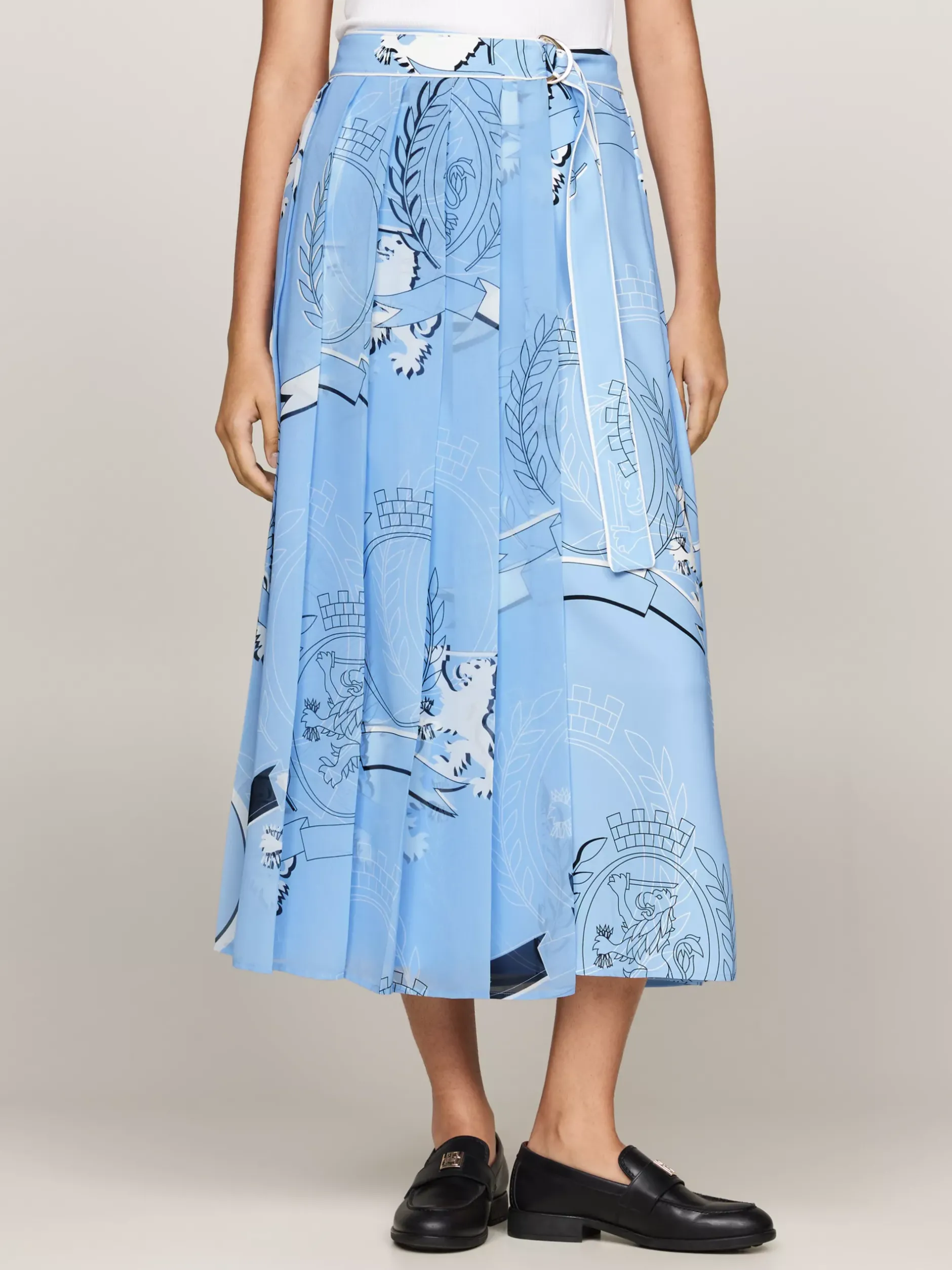 Spódnice*Tommy Hilfiger Plisowana Spódnica Kopertowa Midi Z Nadrukiem VESSEL BLUE