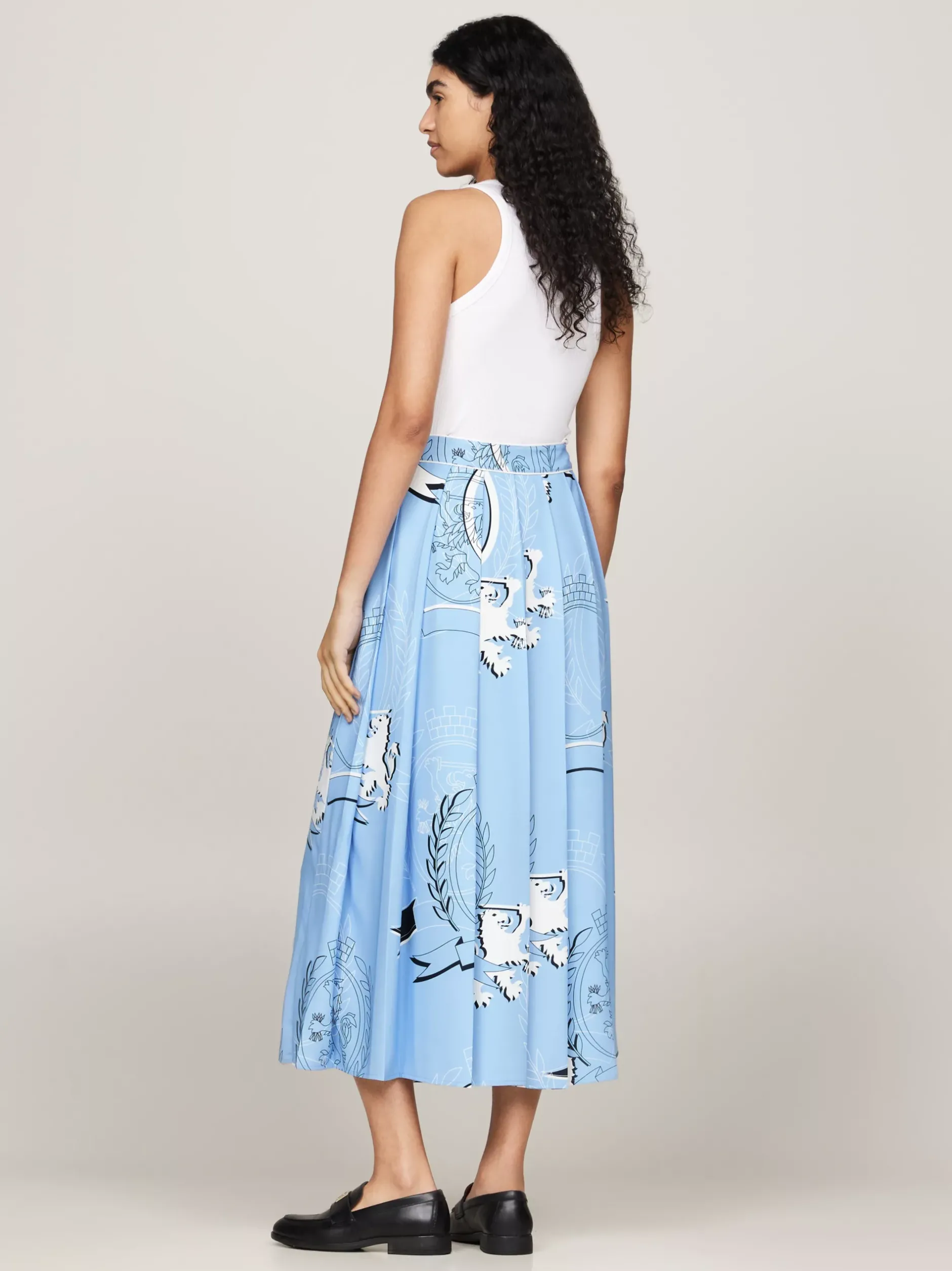 Spódnice*Tommy Hilfiger Plisowana Spódnica Kopertowa Midi Z Nadrukiem VESSEL BLUE