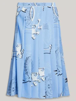 Spódnice*Tommy Hilfiger Plisowana Spódnica Kopertowa Midi Z Nadrukiem VESSEL BLUE