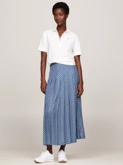 Spódnice*Tommy Hilfiger Plisowana Spódnica Midi W Apaszkowy Wzór HERITAGE FOULARD/ FOSSIL BLUE