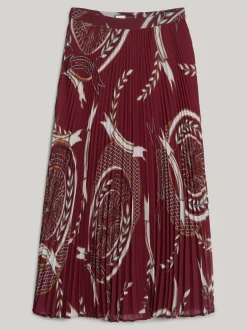 Spódnice*Tommy Hilfiger Plisowana Spódnica Midi Z Emblematem ROUGE
