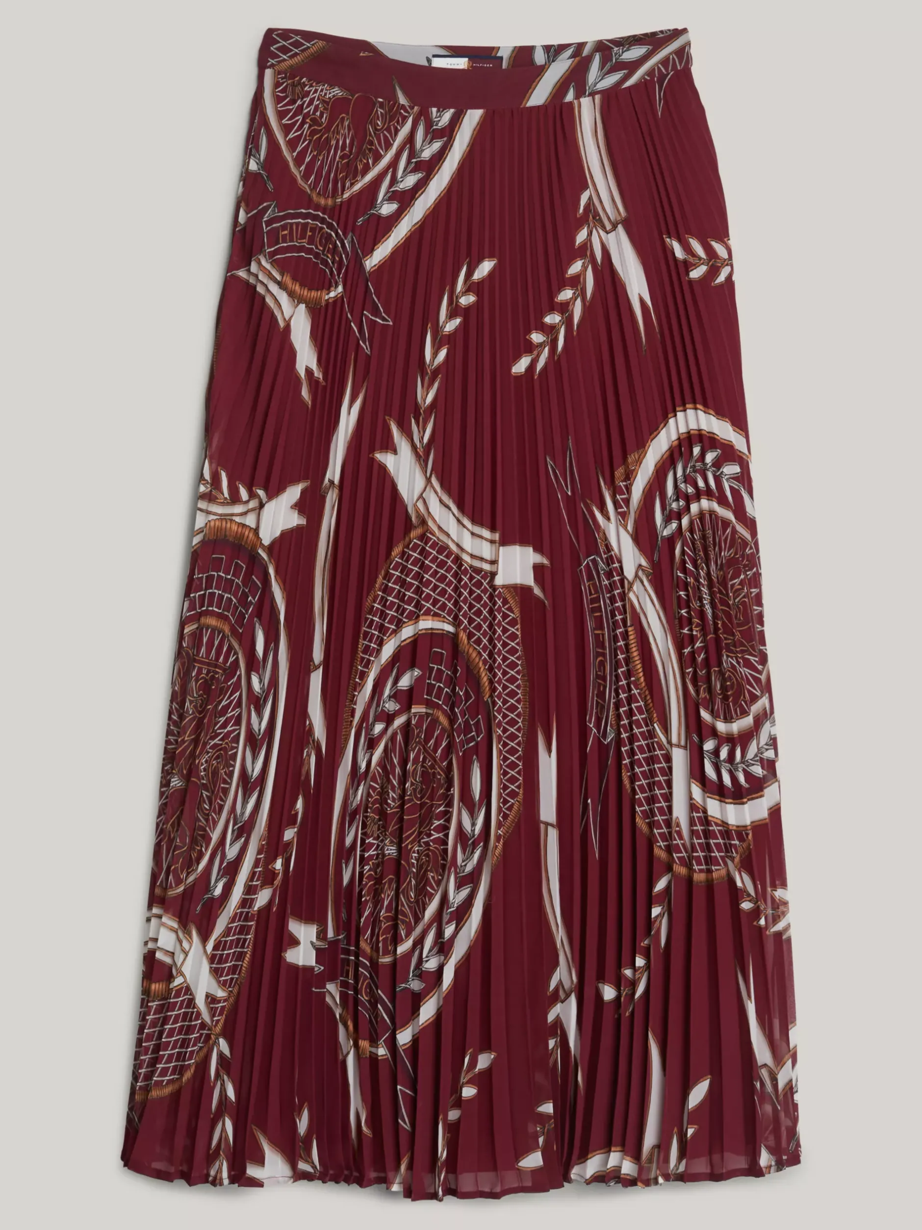 Spódnice*Tommy Hilfiger Plisowana Spódnica Midi Z Emblematem ROUGE