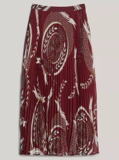 Spódnice*Tommy Hilfiger Plisowana Spódnica Midi Z Emblematem ROUGE