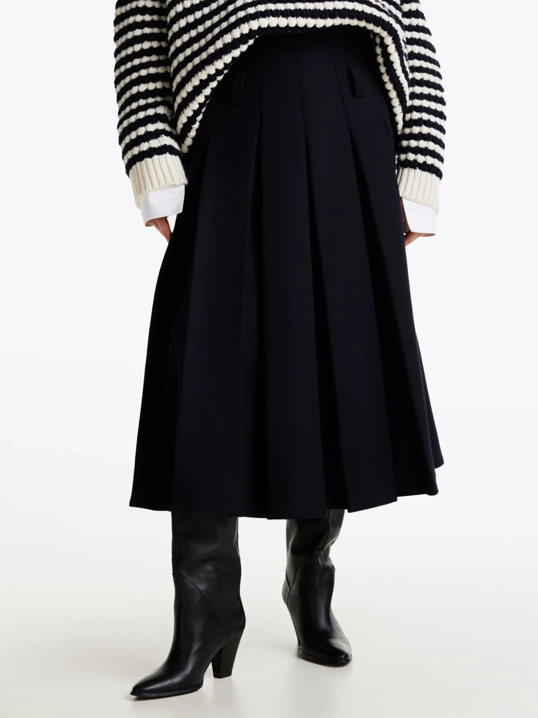 Spódnice*Tommy Hilfiger Plisowana Spódnica Midi Z Mieszanki Wełny DESERT SKY