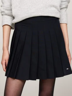 Spódnice*Tommy Hilfiger Plisowana Spódnica Mini Z Mieszanki Wełny DESERT SKY