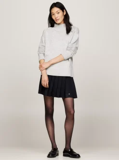 Spódnice*Tommy Hilfiger Plisowana Spódnica Mini Z Mieszanki Wełny DESERT SKY
