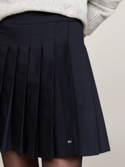 Spódnice*Tommy Hilfiger Plisowana Spódnica Mini Z Mieszanki Wełny DESERT SKY