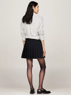 Spódnice*Tommy Hilfiger Plisowana Spódnica Mini Z Mieszanki Wełny DESERT SKY