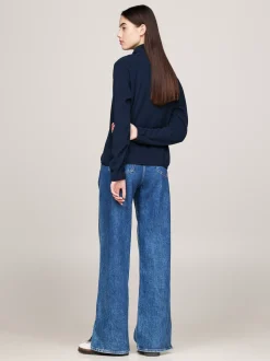 Bluzy Dresowe & Z Kapturem*Tommy Hilfiger Polarowa Bluza Z Zamkiem Do 1/4 Długości DARK NIGHT NAVY