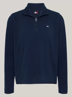 Bluzy Dresowe & Z Kapturem*Tommy Hilfiger Polarowa Bluza Z Zamkiem Do 1/4 Długości DARK NIGHT NAVY