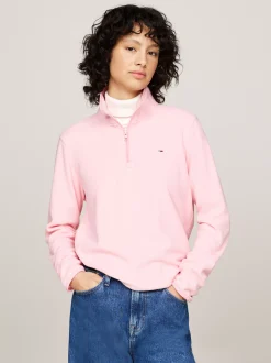 Bluzy Dresowe & Z Kapturem*Tommy Hilfiger Polarowa Bluza Z Zamkiem Do 1/4 Długości BALLET PINK