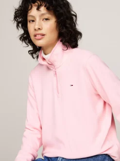 Bluzy Dresowe & Z Kapturem*Tommy Hilfiger Polarowa Bluza Z Zamkiem Do 1/4 Długości BALLET PINK