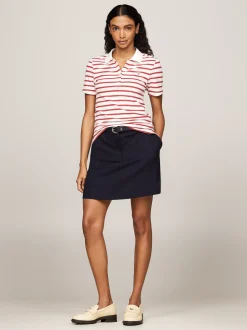Koszulki Polo*Tommy Hilfiger Polo O Wąskim Kroju W Paski BRETON STP/ ECRU/ TERRA RED