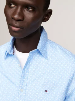 Koszule*Tommy Hilfiger Popelinowa Koszula Z Nadrukiem VESSEL BLUE / OPTIC WHITE