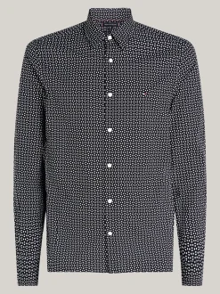 Koszule*Tommy Hilfiger Popelinowa Koszula Z Nadrukiem DESERT SKY / OPTIC WHITE