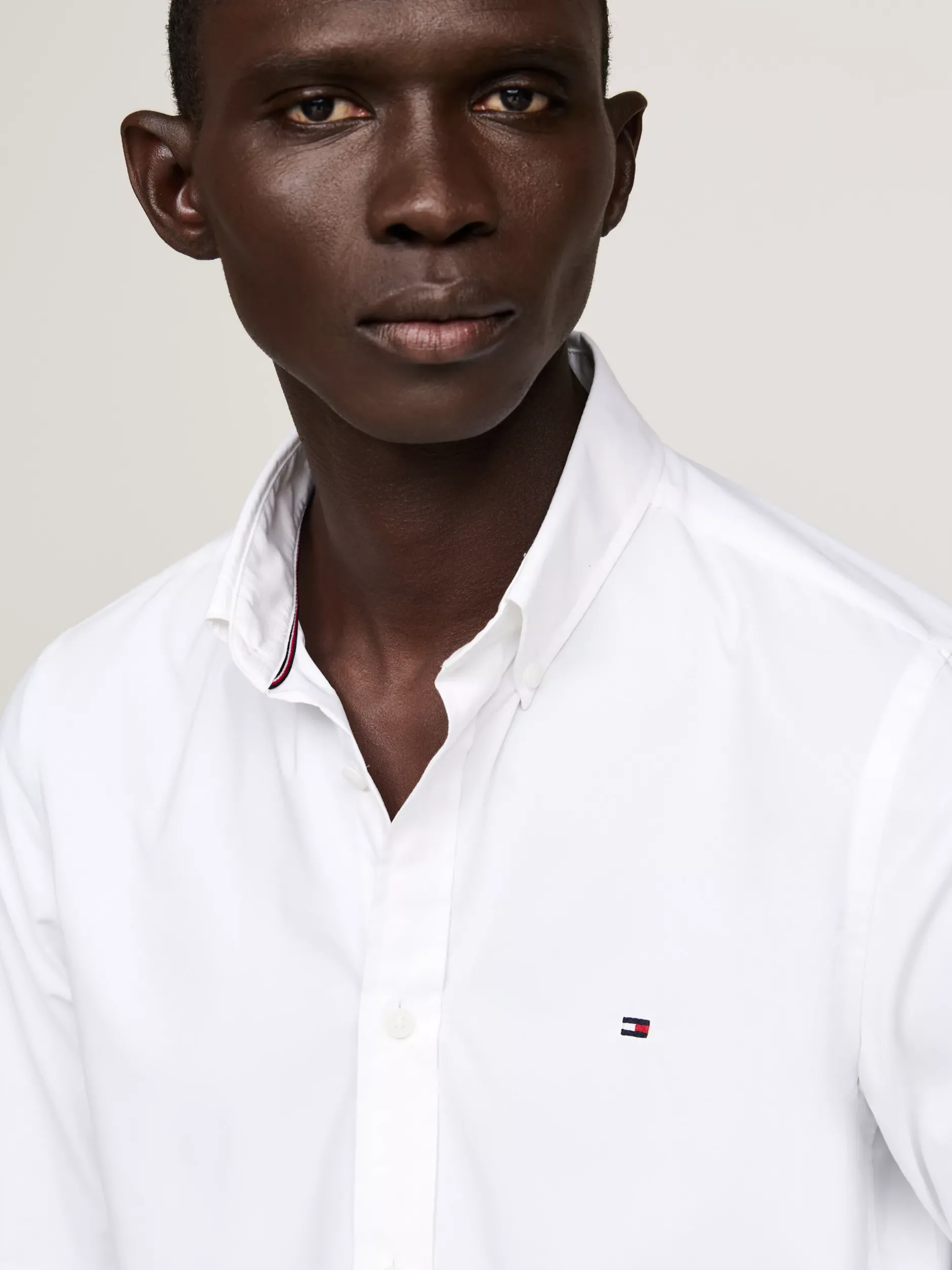 Koszule*Tommy Hilfiger Popelinowa Koszula O Wąskim Kroju OPTIC WHITE