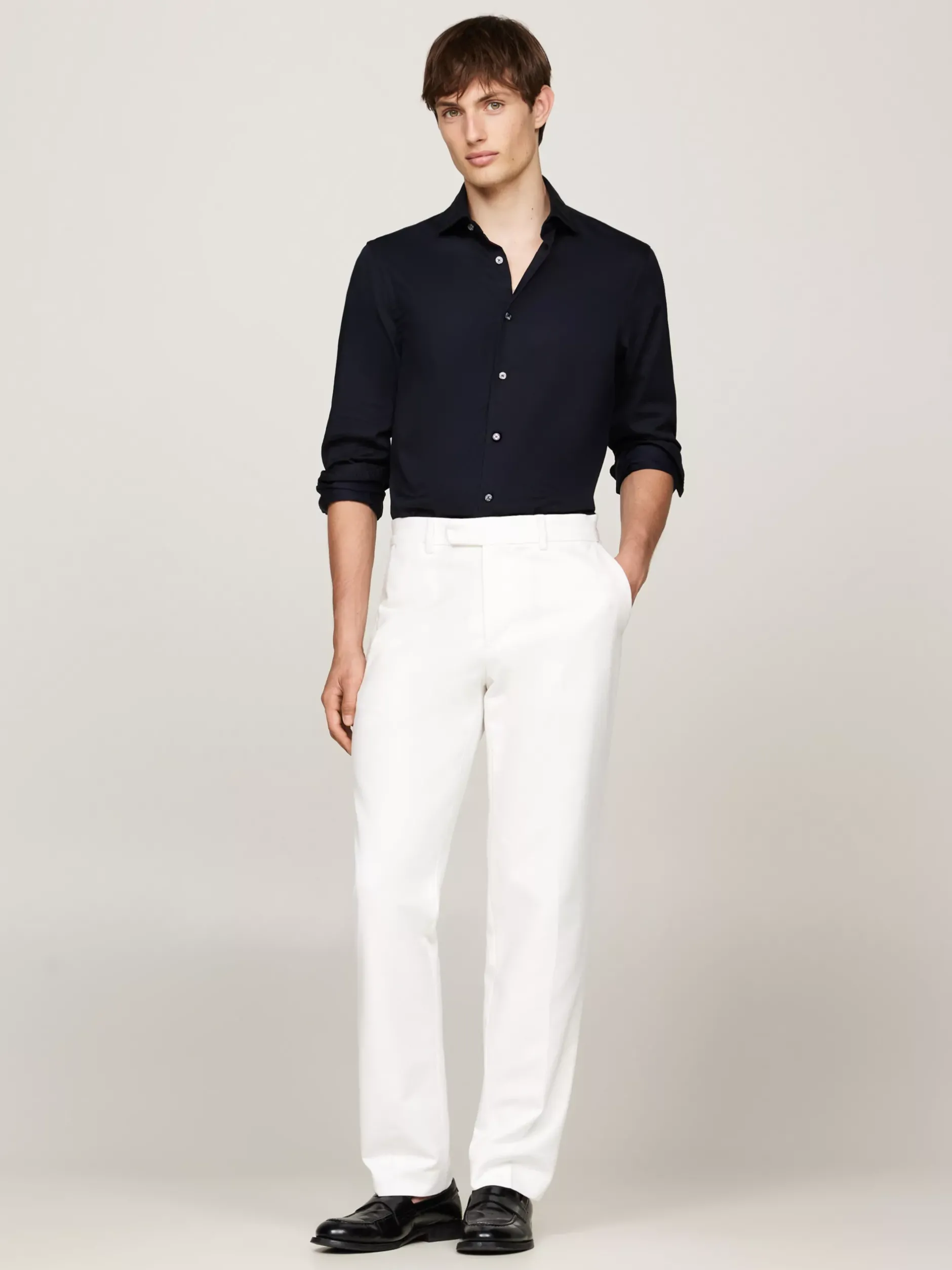 Koszule*Tommy Hilfiger Popelinowa Koszula Smart Casual O Wąskim Kroju DESERT SKY