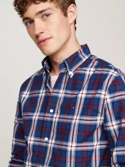 Koszule*Tommy Hilfiger Popelinowa Koszula W Kratę Tommy DEEP INDIGO / ROUGE CHECK