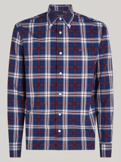 Koszule*Tommy Hilfiger Popelinowa Koszula W Kratę Tommy DEEP INDIGO / ROUGE CHECK