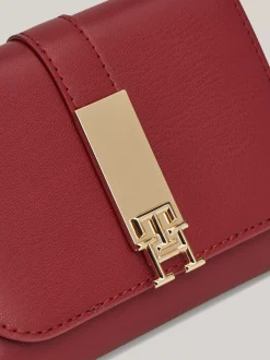 Portfele & Breloczki Do Kluczy*Tommy Hilfiger Porfel Z Klapką I Monogramem TH Heritage ROUGE
