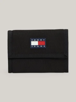 Portfele & Breloczki Do Kluczy*Tommy Hilfiger Potrójnie Składany Portfel Z Naszywką BLACK