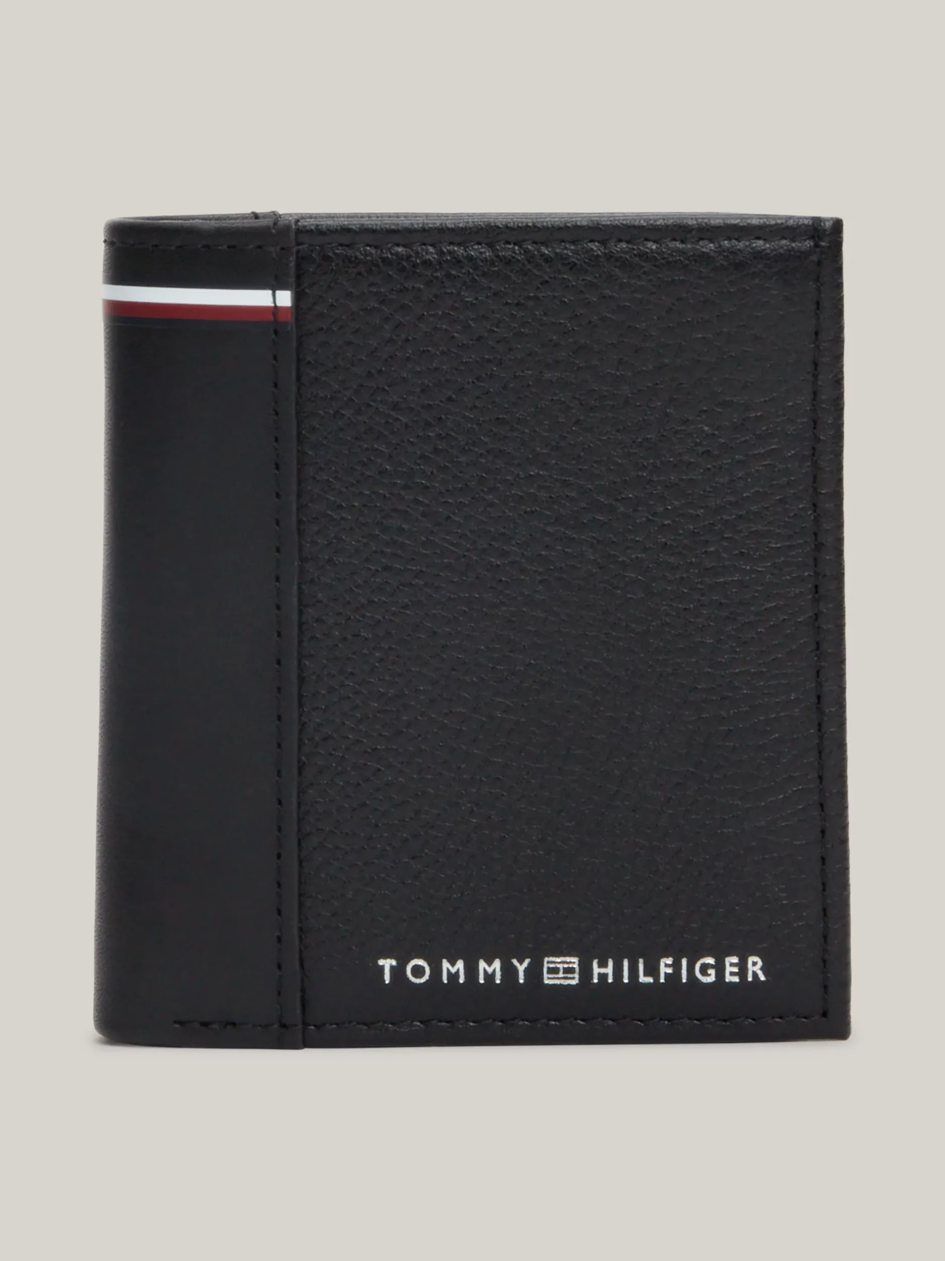 Portfele & Breloczki Do Kluczy*Tommy Hilfiger Potrójnie Składany Skórzany Portfel Z Logo BLACK