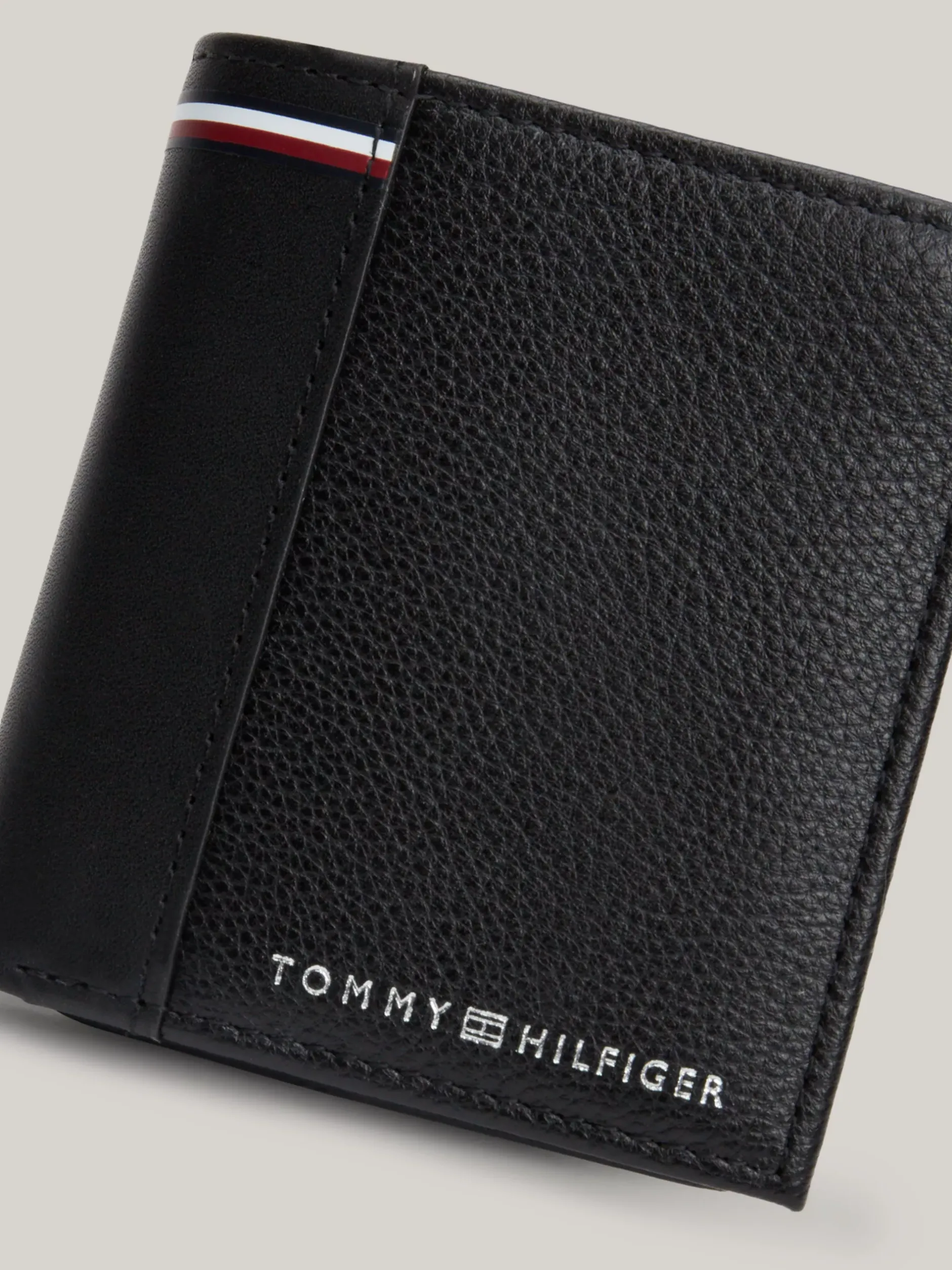 Portfele & Breloczki Do Kluczy*Tommy Hilfiger Potrójnie Składany Skórzany Portfel Z Logo BLACK