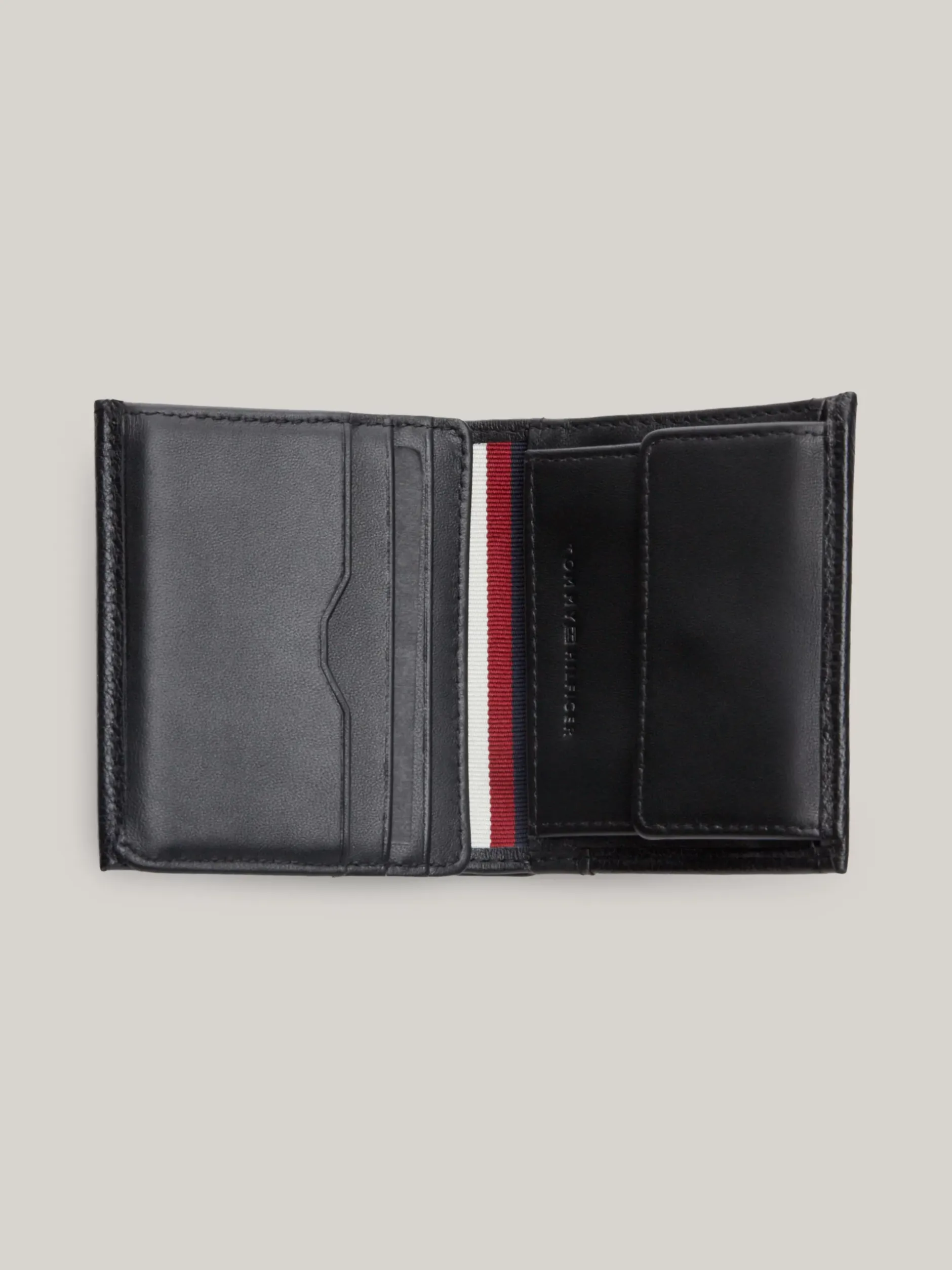 Portfele & Breloczki Do Kluczy*Tommy Hilfiger Potrójnie Składany Skórzany Portfel Z Logo BLACK