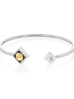 Biżuteria*Tommy Hilfiger Pozłacana Bransoletka W Kształcie Litery C TWO TONE