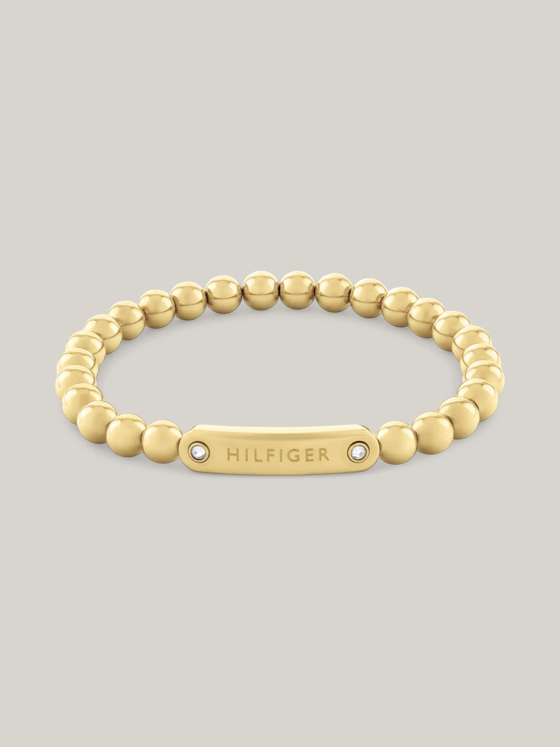 Biżuteria*Tommy Hilfiger Pozłacana Bransoletka Z Koralików Z Logo GOLD