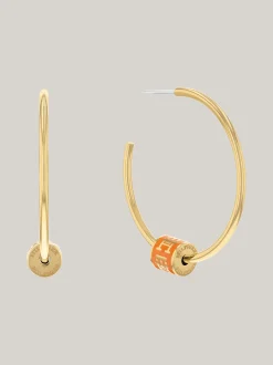 Biżuteria*Tommy Hilfiger Pozłacane Kolczyki Z Monogramem TH GOLD