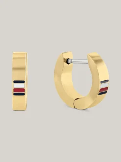 Biżuteria & Spinki Do Mankietów*Tommy Hilfiger Pozłacane Kolczyki Z Sygnowanym Detalem GOLD