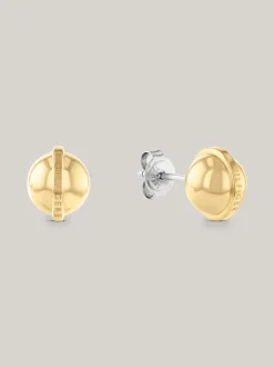Biżuteria*Tommy Hilfiger Pozłacane Kolczyki-sztyfty Z Metaliczną Kulką GOLD