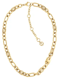 Biżuteria*Tommy Hilfiger Pozłacany Naszyjnik Z Kontrastowych Ogniw GOLD
