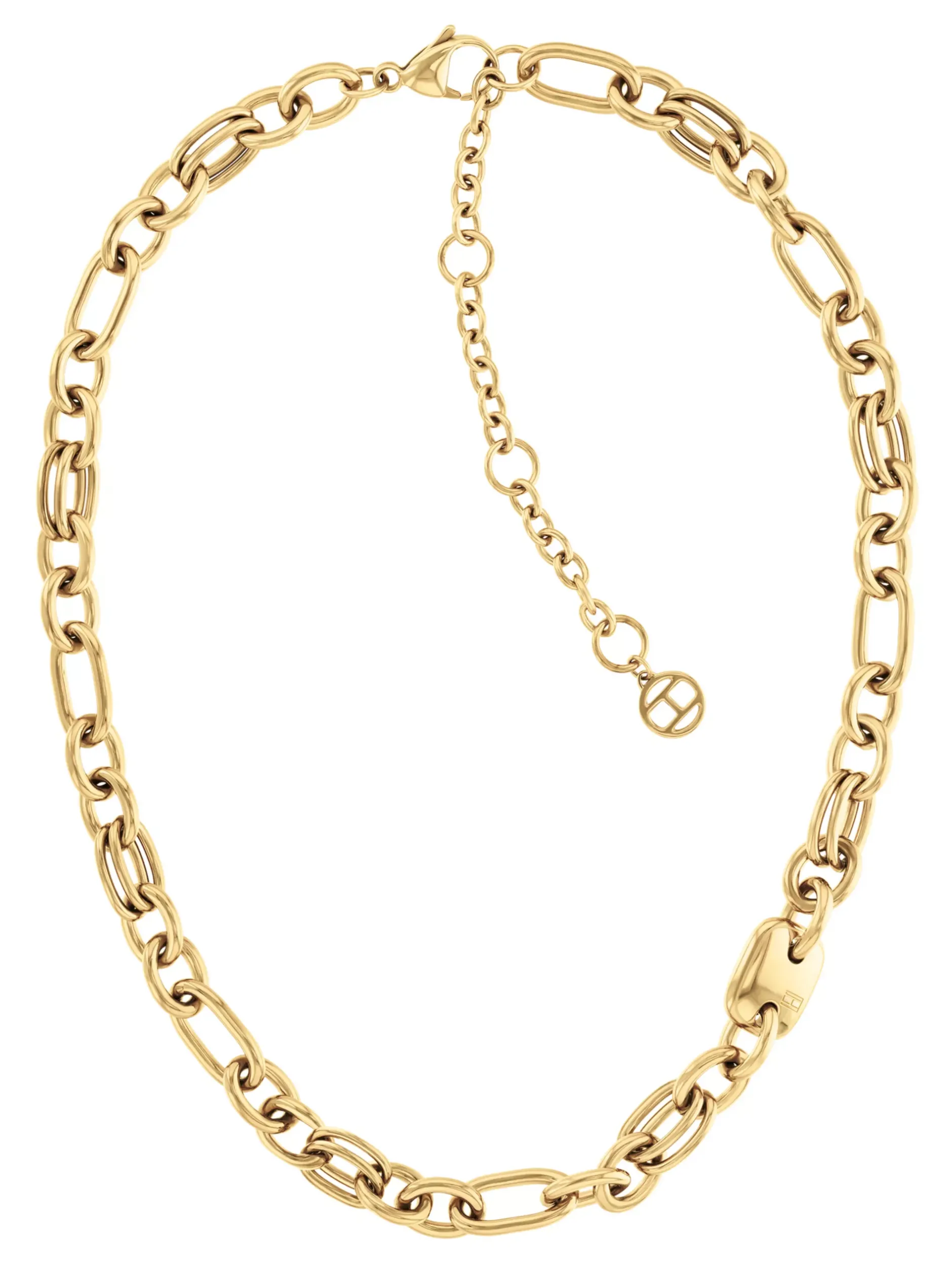 Biżuteria*Tommy Hilfiger Pozłacany Naszyjnik Z Kontrastowych Ogniw GOLD