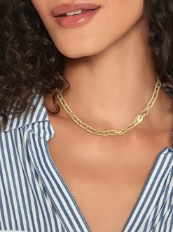Biżuteria*Tommy Hilfiger Pozłacany Naszyjnik Z Kontrastowych Ogniw GOLD