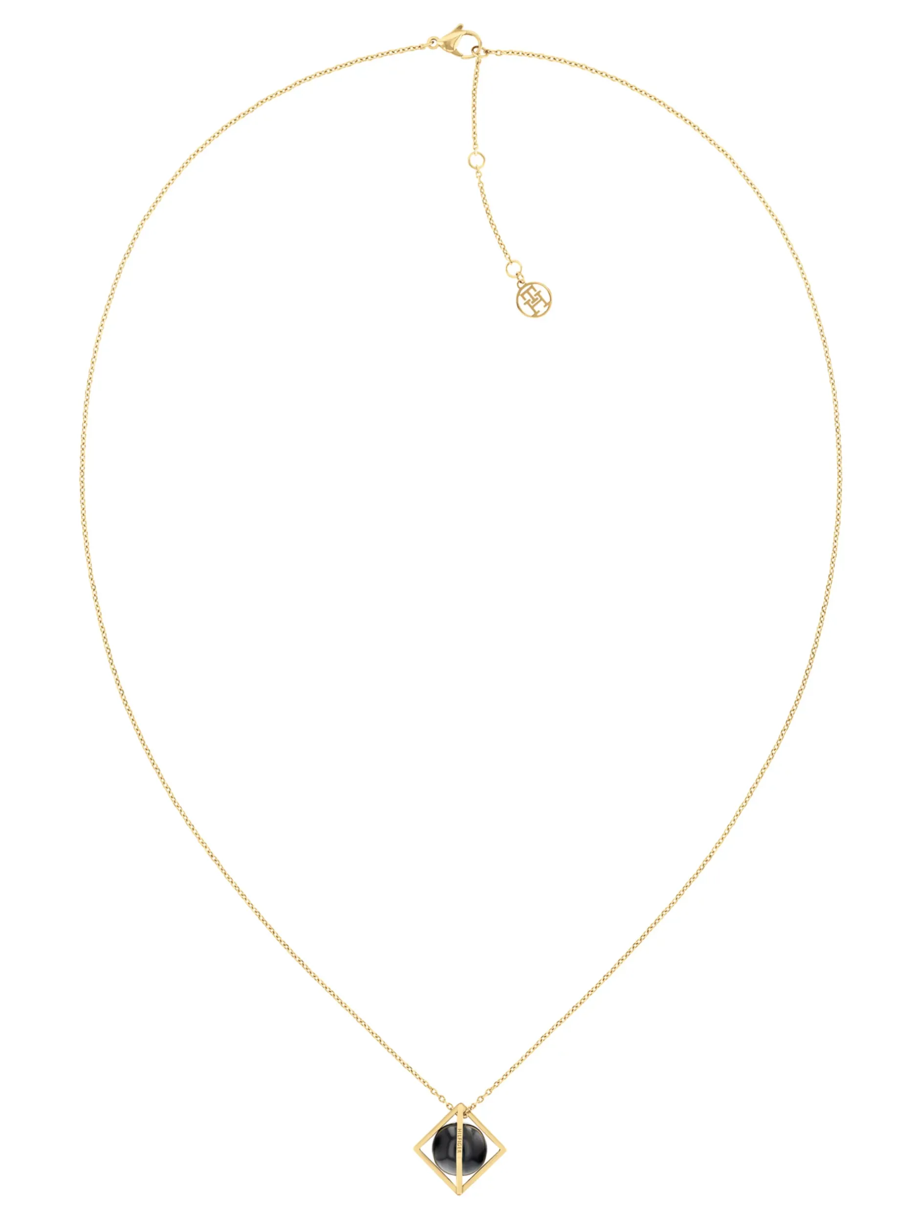 Biżuteria*Tommy Hilfiger Pozłacany Naszyjnik Z Onyksową Kulą GOLD