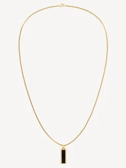 Biżuteria & Spinki Do Mankietów*Tommy Hilfiger Pozłacany Naszyjnik Z Onyksem GOLD