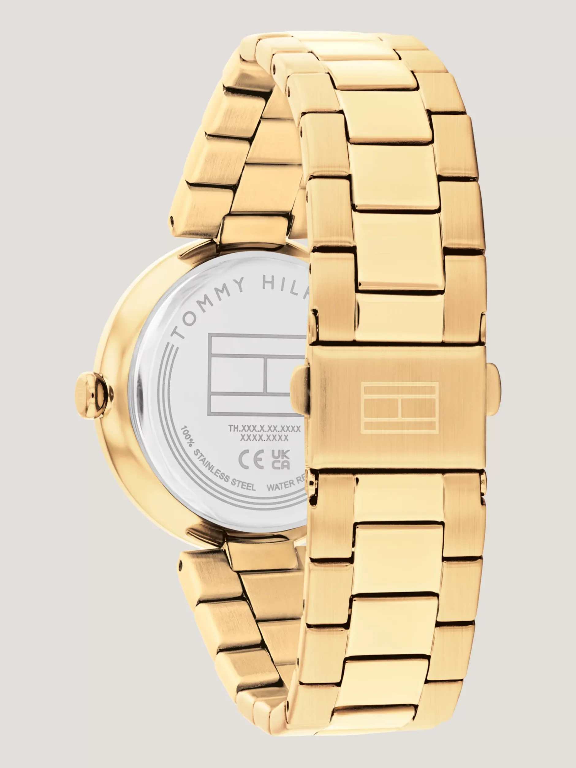 Zegarki*Tommy Hilfiger Pozłacany Zegarek Z Kryształkami Na Lunecie GOLD