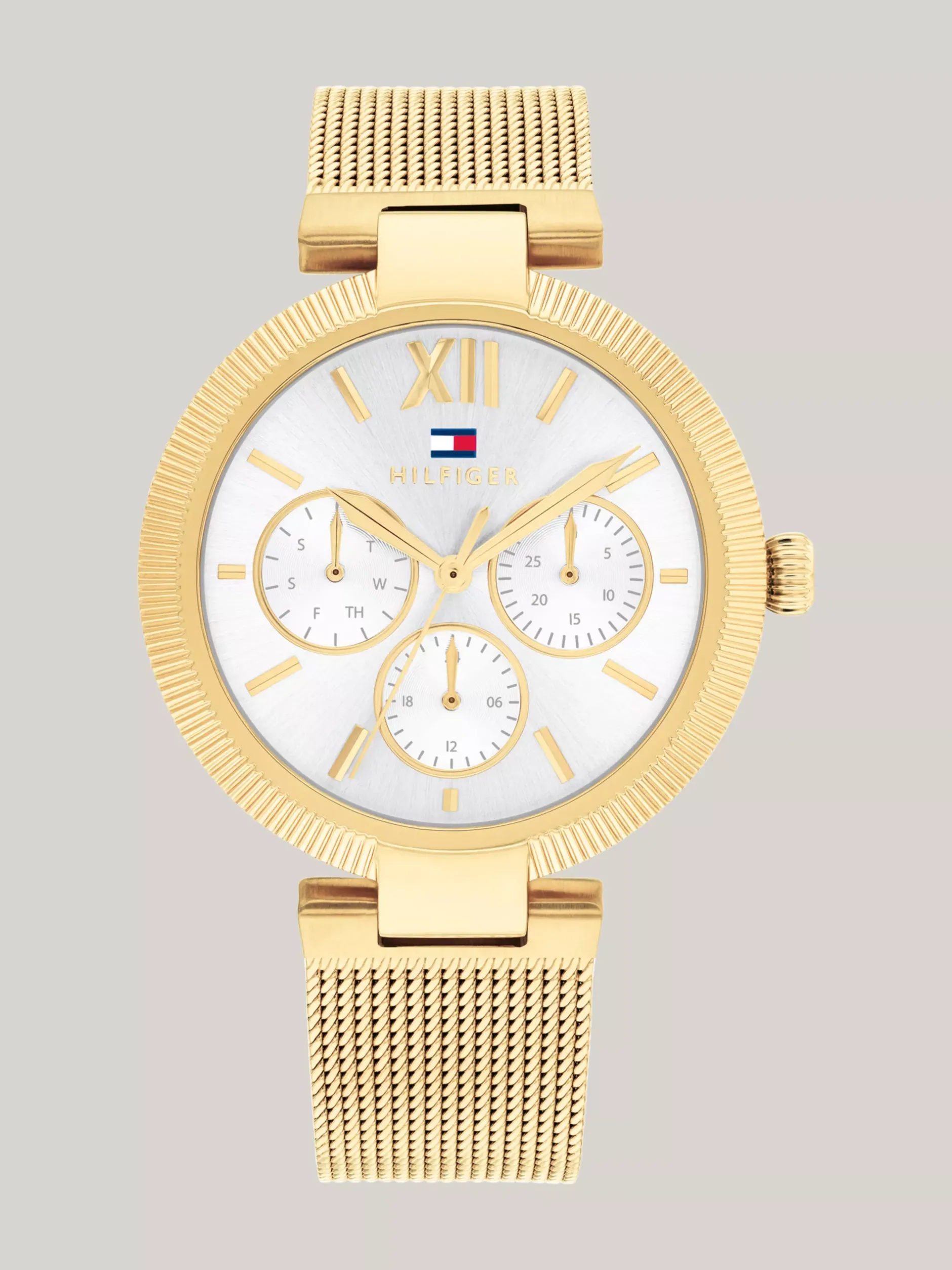 Zegarki*Tommy Hilfiger Pozłacany Zegarek Z Siateczkową Bransoletą GOLD
