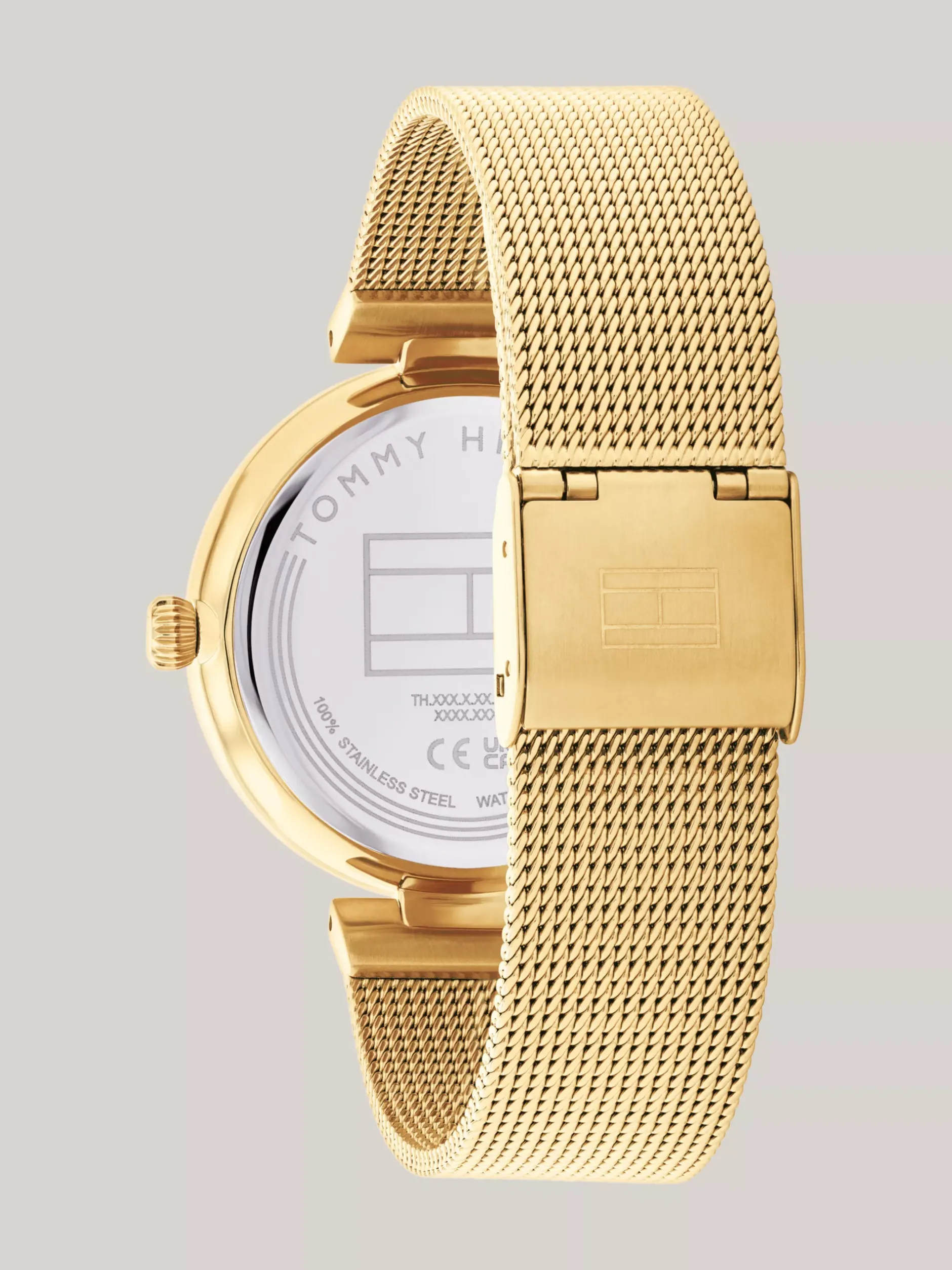 Zegarki*Tommy Hilfiger Pozłacany Zegarek Z Siateczkową Bransoletą GOLD