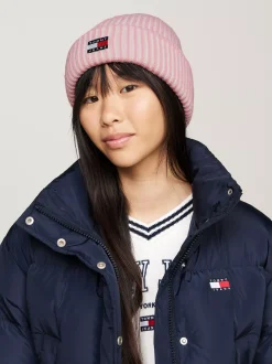 Czapki|Czapki I Szaliki*Tommy Hilfiger Prążkowana Czapka Beanie Heritage BALLET PINK