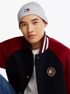 Czapki|Czapki I Szaliki*Tommy Hilfiger Prążkowana Czapka Typu Beanie Heritage SILVER GREY HTR