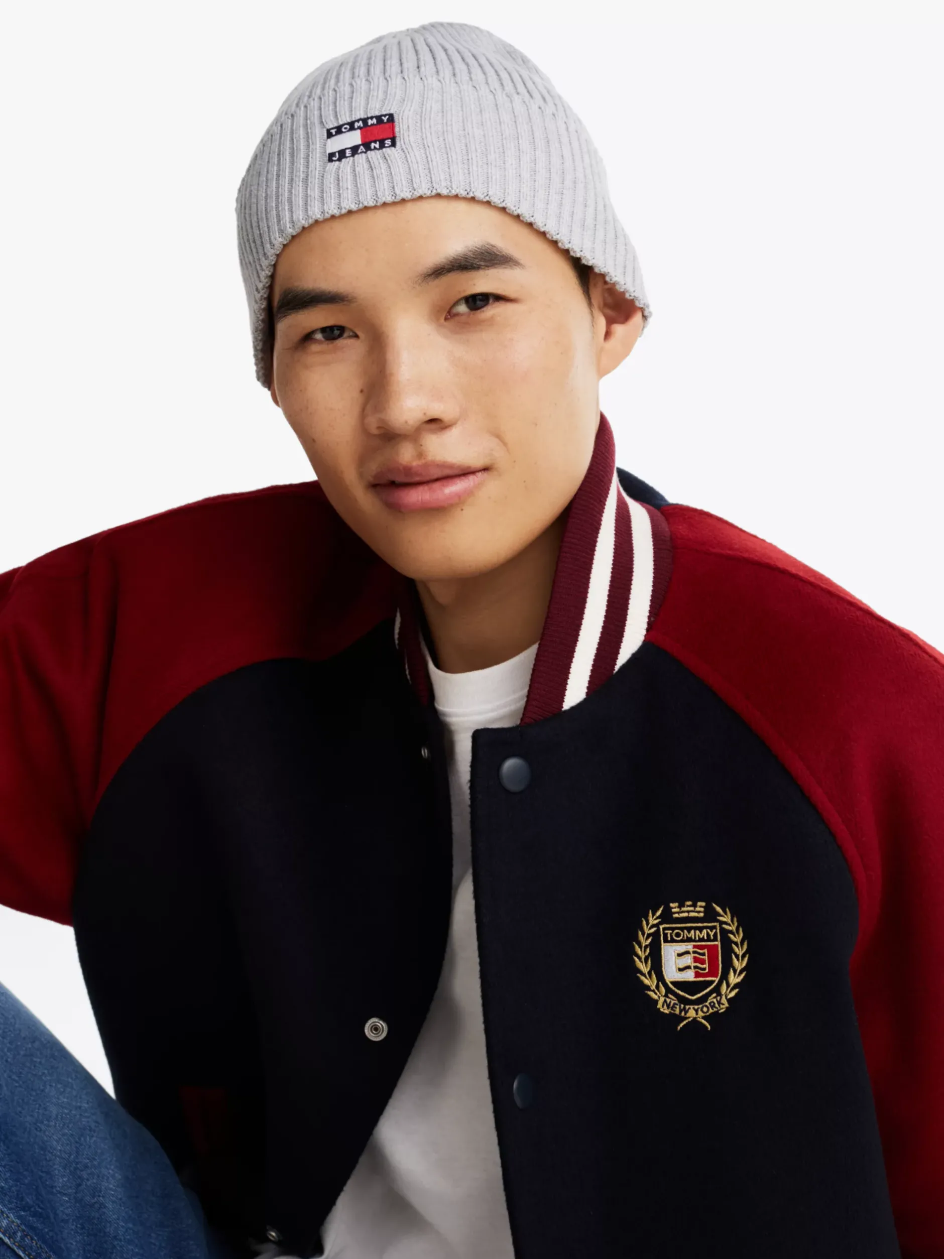 Czapki|Czapki I Szaliki*Tommy Hilfiger Prążkowana Czapka Typu Beanie Heritage SILVER GREY HTR