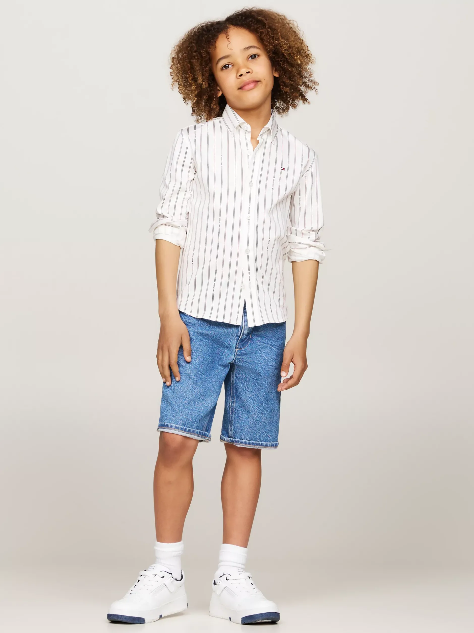 Koszule*Tommy Hilfiger Prążkowana Koszula O Regularnym Kroju ANCIENT WHITE