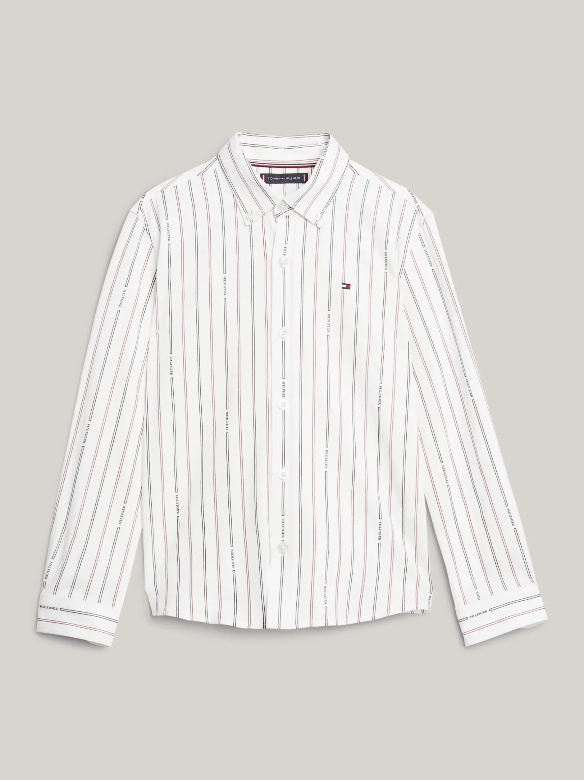 Koszule*Tommy Hilfiger Prążkowana Koszula O Regularnym Kroju ANCIENT WHITE