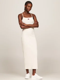 Sukienki*Tommy Hilfiger Prążkowana Sukienka Maxi O Fasonie Bodycon NEWSPRINT