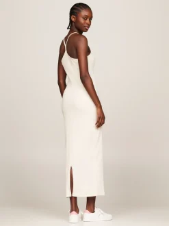 Sukienki*Tommy Hilfiger Prążkowana Sukienka Maxi O Fasonie Bodycon NEWSPRINT