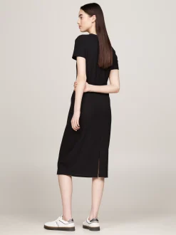 Sukienki*Tommy Hilfiger Prążkowana Sukienka Midi O Fasonie Bodycon BLACK