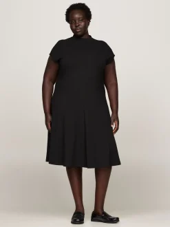 Sukienki*Tommy Hilfiger Prążkowana Sukienka Midi O Kroju A Curve BLACK